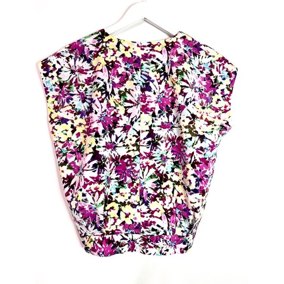 NEW Cabi #5211 Purple Eden Floral Wrap Top Flower Power Cap Sleeve Size M - Picture 4 of 12